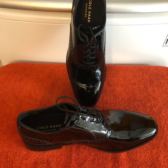 New Men's Cole Haan Patent Leather Lace Up Shoes 12M - Picture 3 of 12